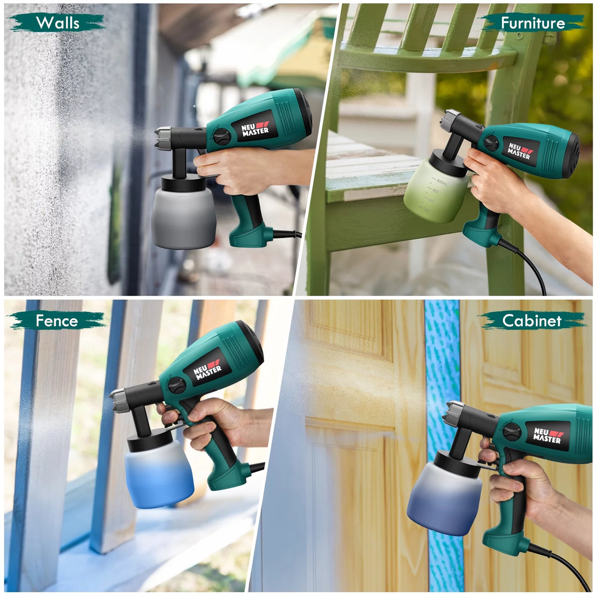 Electric HVLP Spray Gun with 3 Spray Patterns N72472