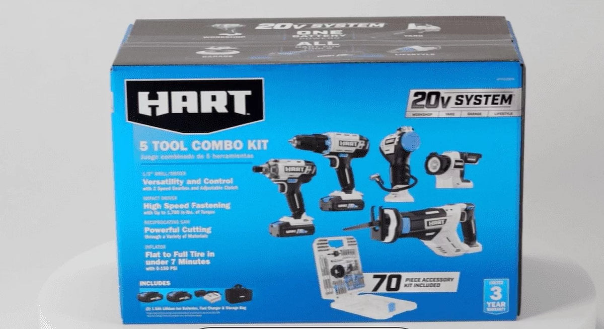 20-Volt 5-Tool Battery-Powered Combo Kit with 70-Piece Accessory Set Z240