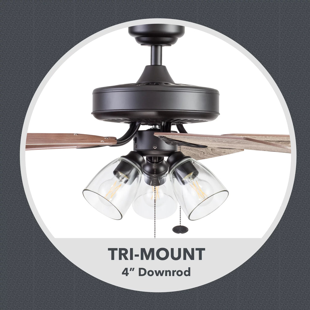 52" 5 Blade Oil-Rubbed Bronze Ceiling Fan with 3 Lights N968