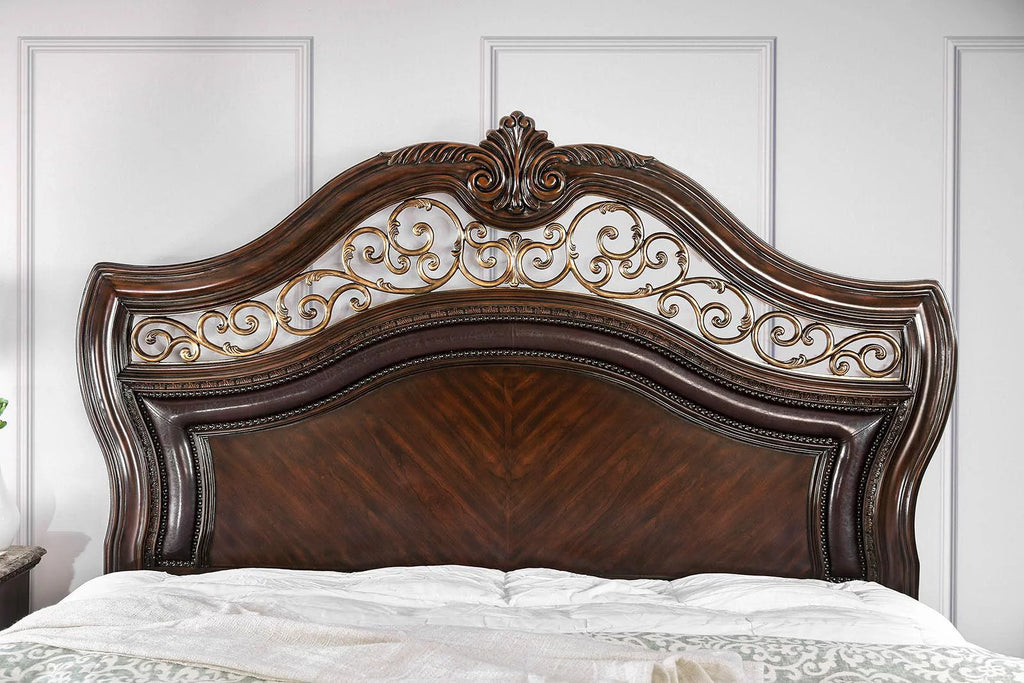 Brown Cherry Solid Wood King Bed D14649