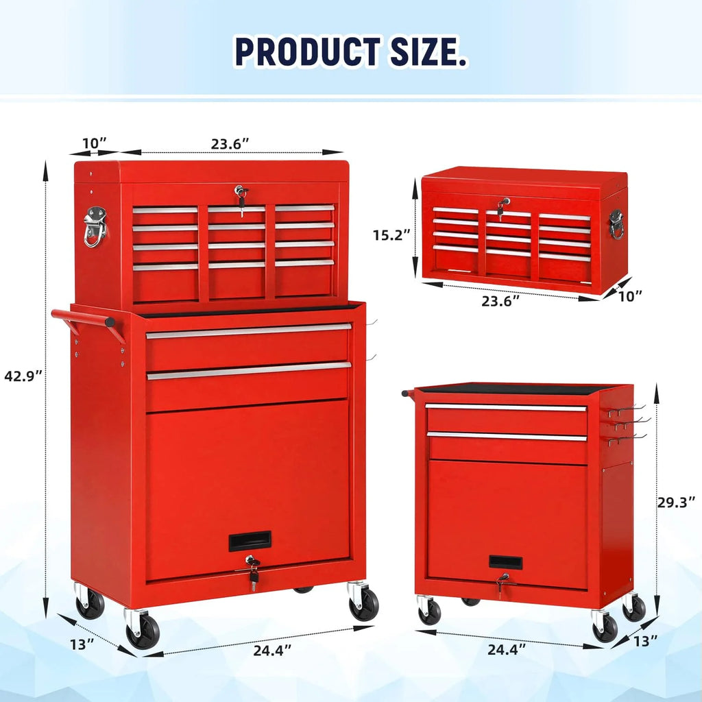 Black 8 Drawer Rolling Metal Tool Chest H538819