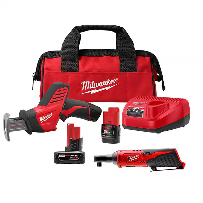 12V Cordless Reciprocating Saw Kit with Ratchet and Battery Pack Q78328