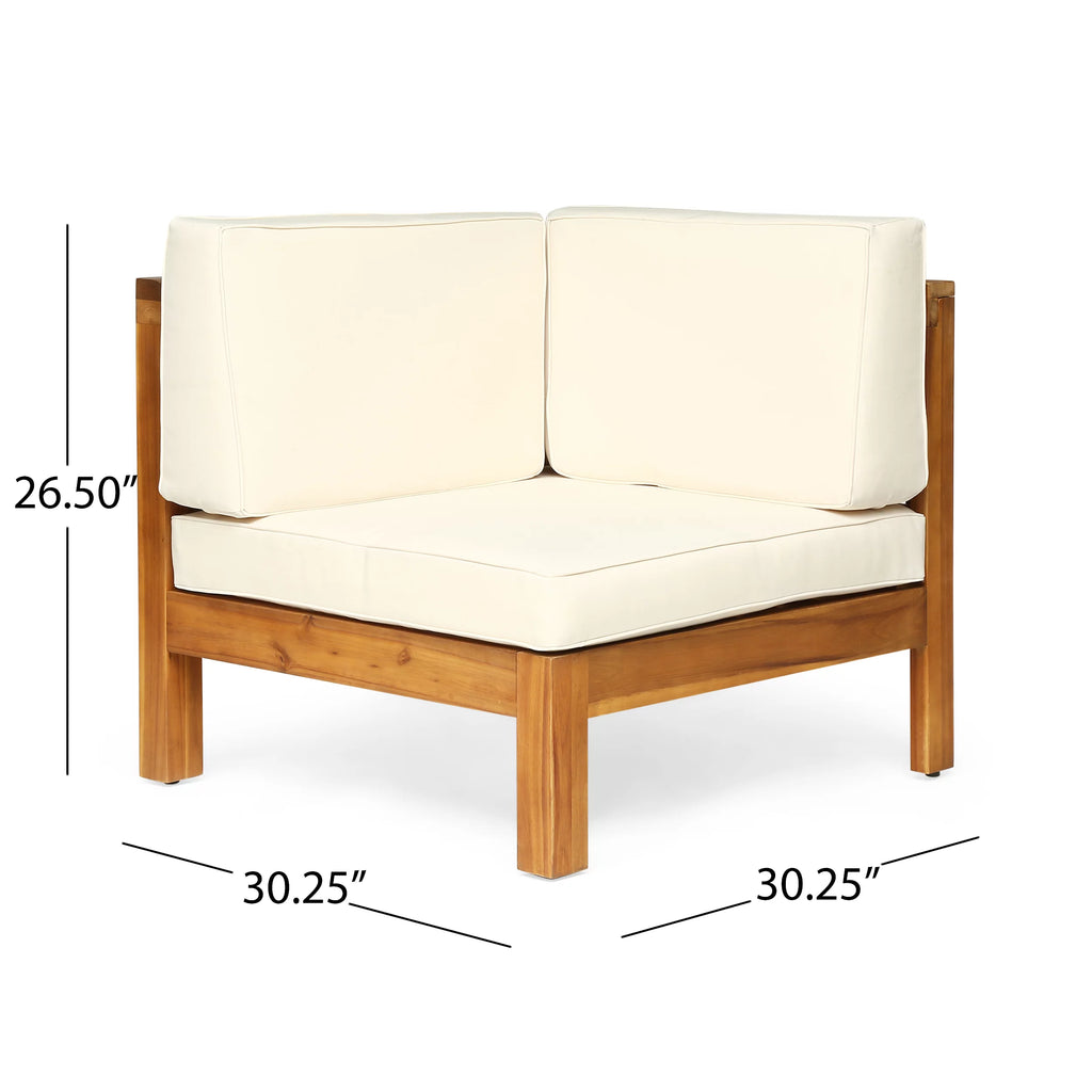 9 Piece Acacia Wood U-Shaped Sectional Sofa Set with Coffee Table and Cushions R213486