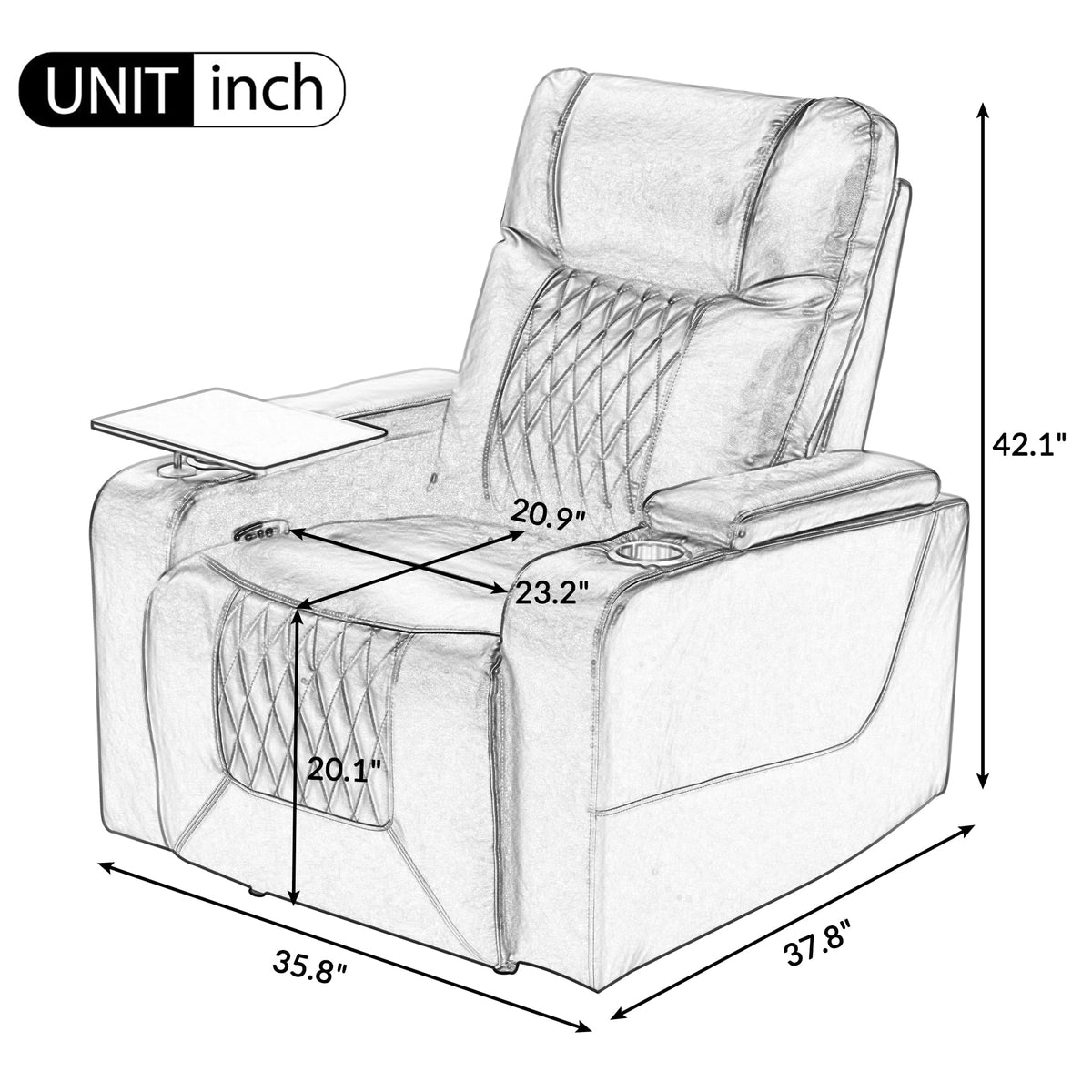 Power Motion Recliner with Cup Holders and USB Charge Port K904