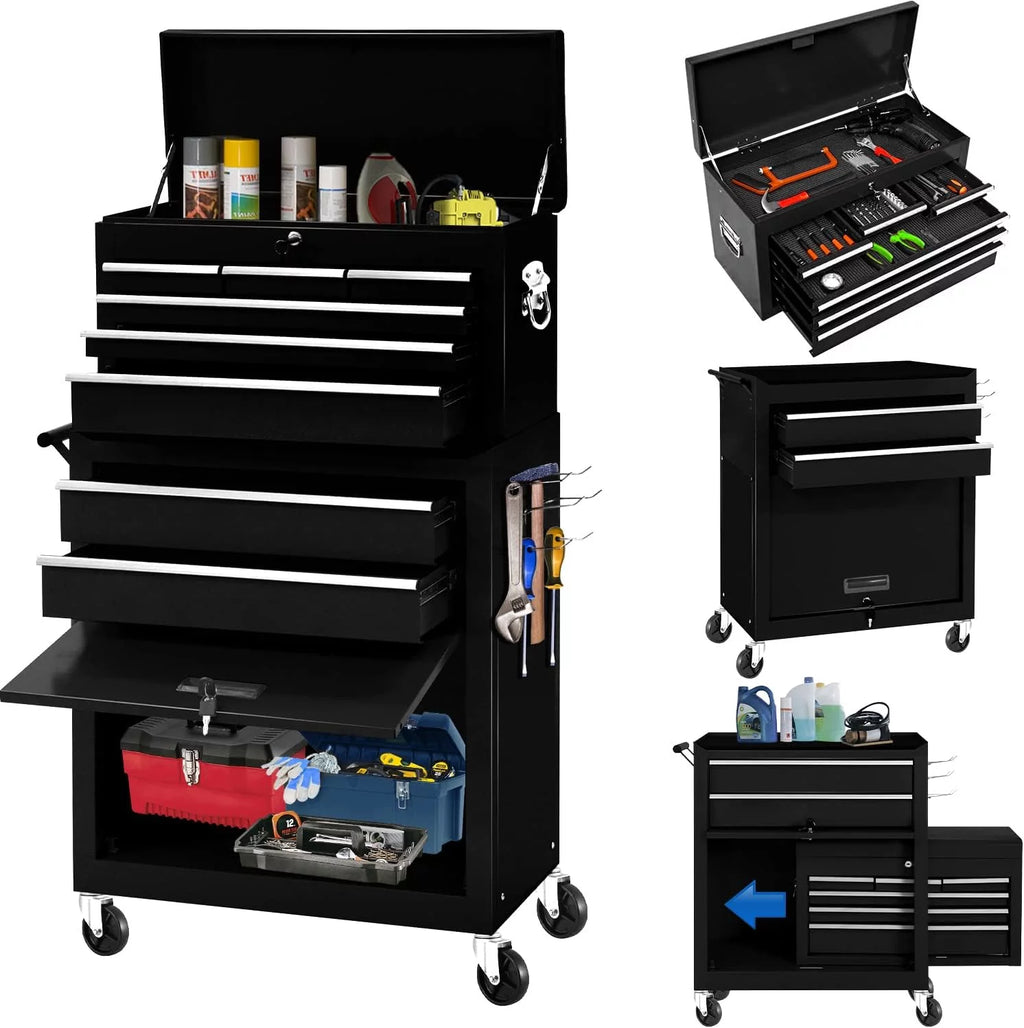Black 8 Drawer Rolling Metal Tool Chest H538819