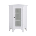 Wooden Corner Floor Cabinet with Glass Door White L173004