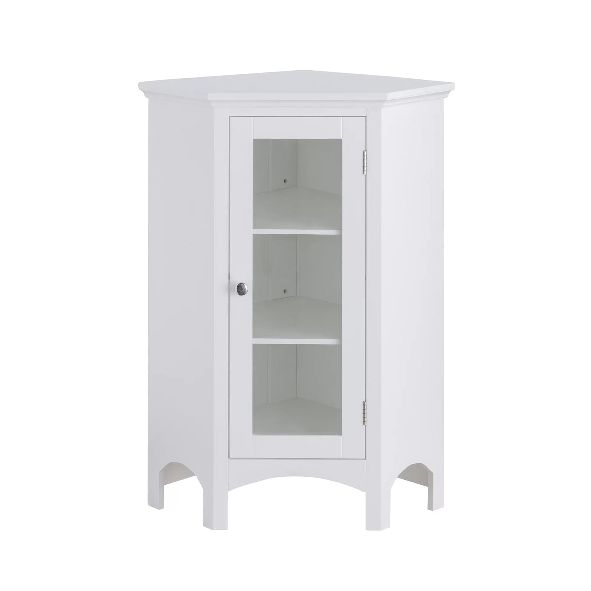 Wooden Corner Floor Cabinet with Glass Door White L173004