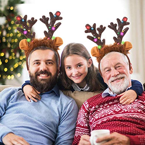 LED Reindeer Antlers Headband with Bells U64462