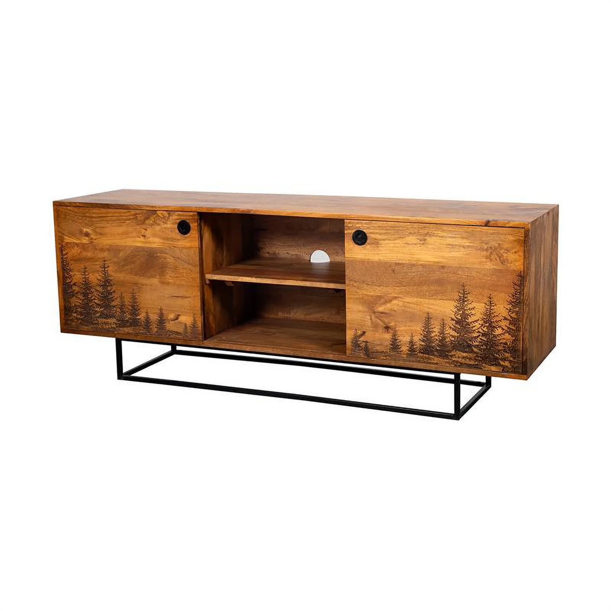 Solid Wood Laser Etched TV Stand G516800