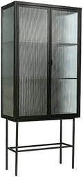 Black Fluted Glass Cabinet with Removable Shelves V26938