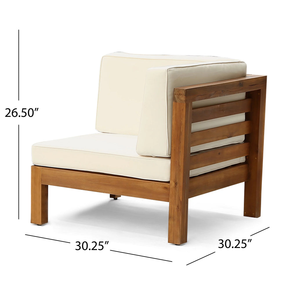 9 Piece Acacia Wood U-Shaped Sectional Sofa Set with Coffee Table and Cushions R213486