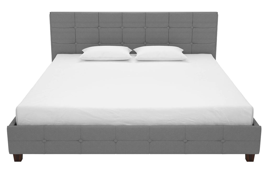Black Linen King Upholstered Platform Bed Frame M28852