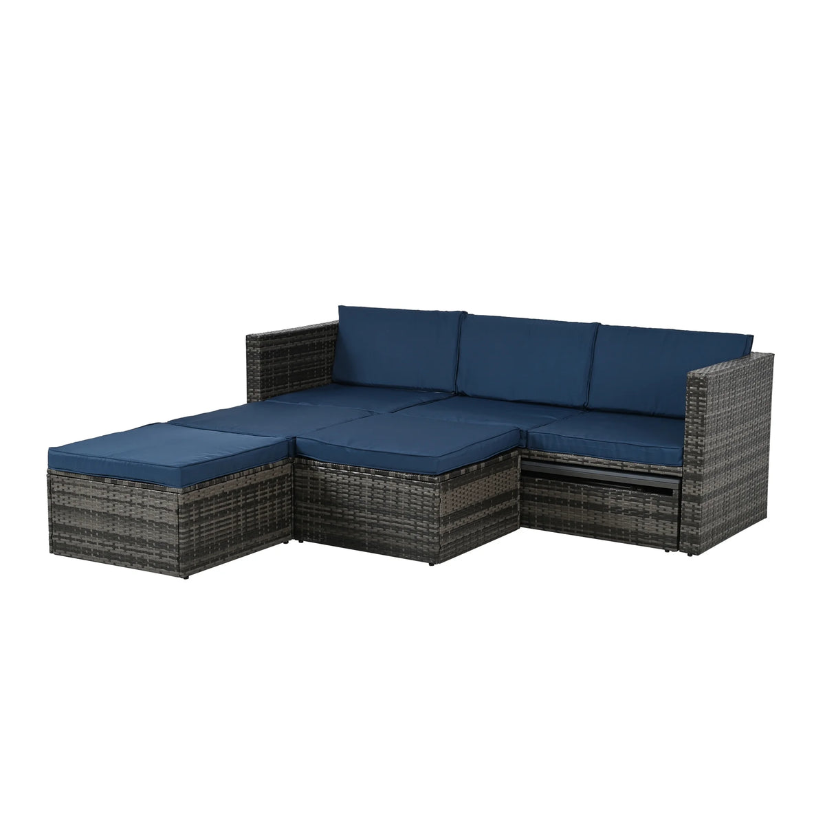 4 Piece Wicker Patio Furniture Set with 2 Ottomans & Coffee Table Y654