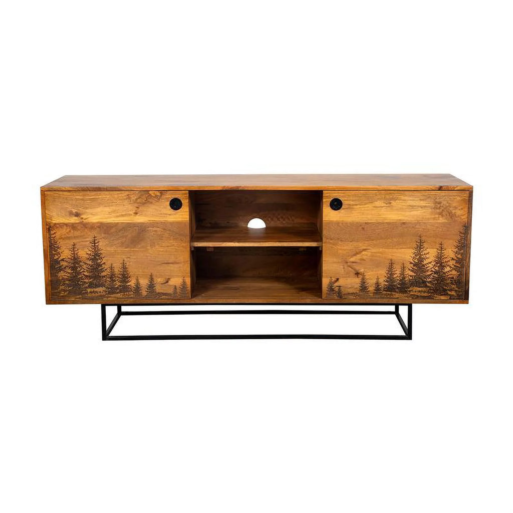 Solid Wood Laser Etched TV Stand G516800