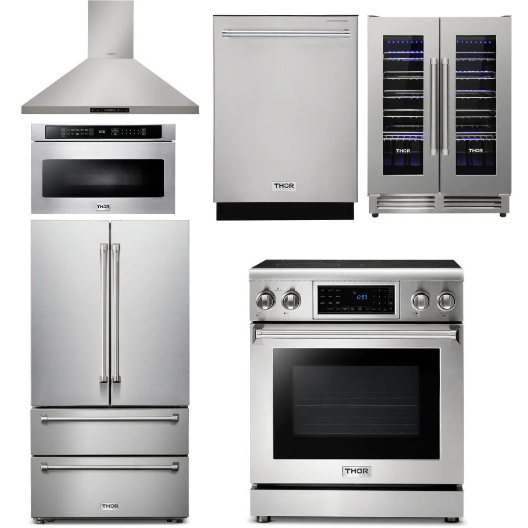 30 Electric Range, Range Hood, Microwave, Refrigerator, Dishwasher, Wine Cooler Z730