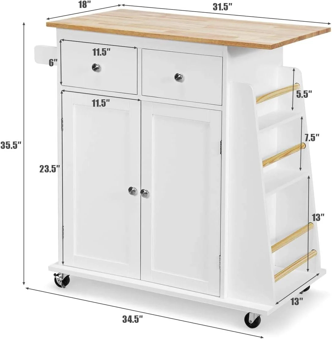 Black Wooden Kitchen Utility Cart with 2 Drawers P9232