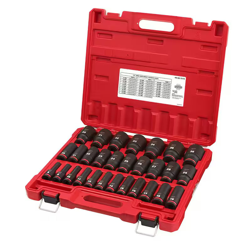 1/2 in. Drive Metric 6 Point Impact Socket Set 29-Piece P112183