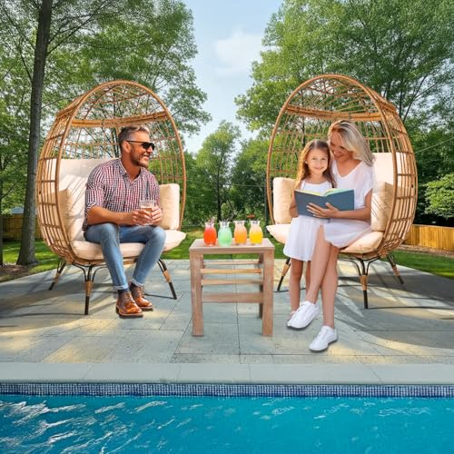 Ivory Wicker Egg Chair with Steel Frame F352124