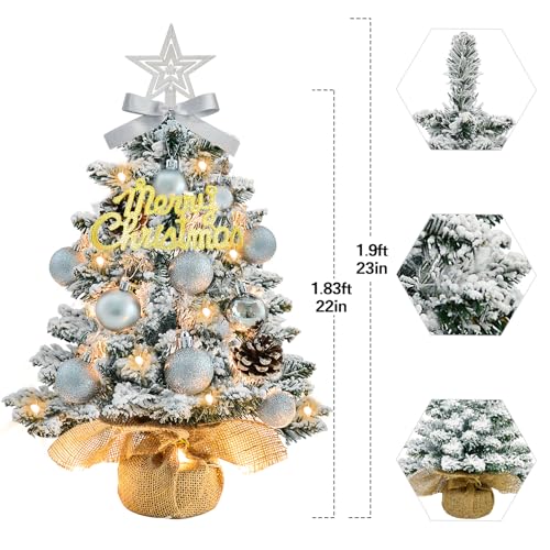 White 22 Inch Mini Artificial Christmas Tree with Lights S58664