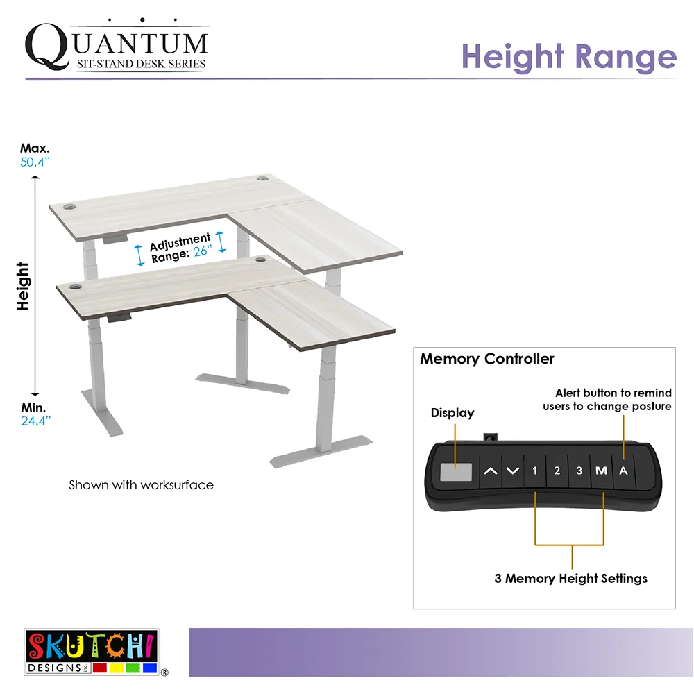 L-Shaped Electric Height Adjustable Desk 6' X 6' S5064