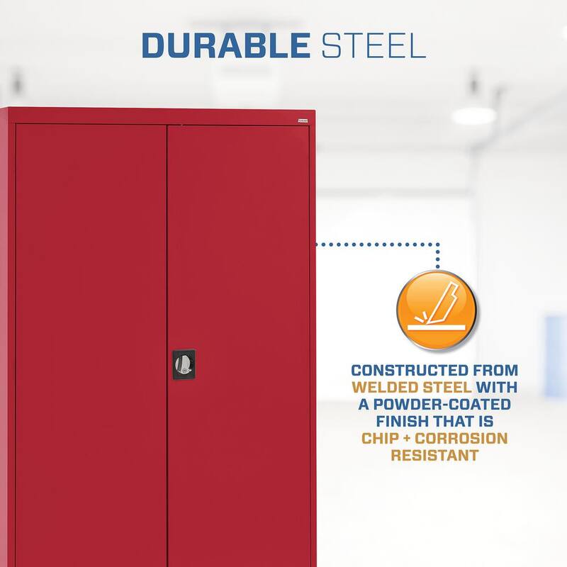 Steel Freestanding Garage Cabinet in Red Q8631