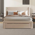 Full Size Velvet Upholstered Platform Bed with Drawer B918207