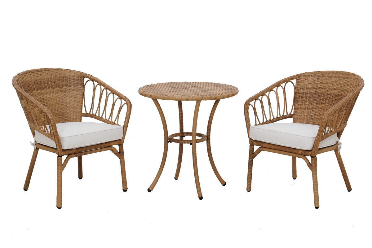 3-Piece Beige Outdoor Wicker Bistro Set V507676