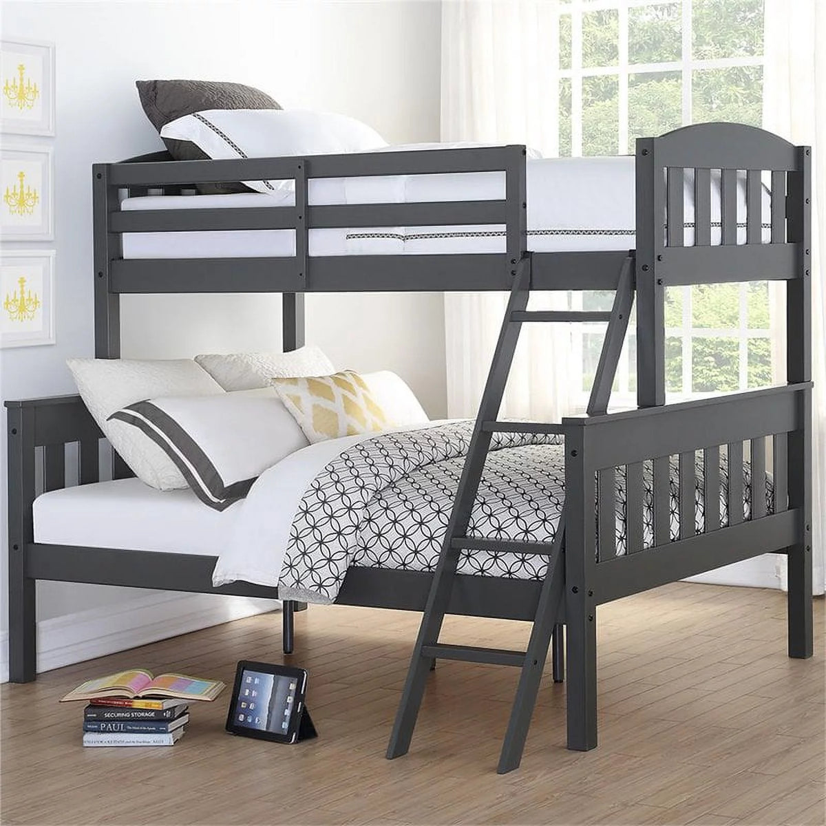 Slate Gray Wood Twin Over Full Bunk Bed W5050