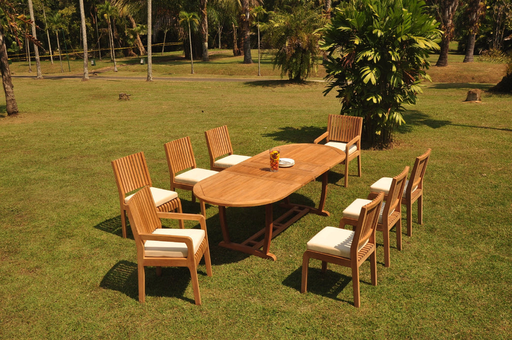 Grade-A Teak 8 Seater 9 Pc Dining Set A399