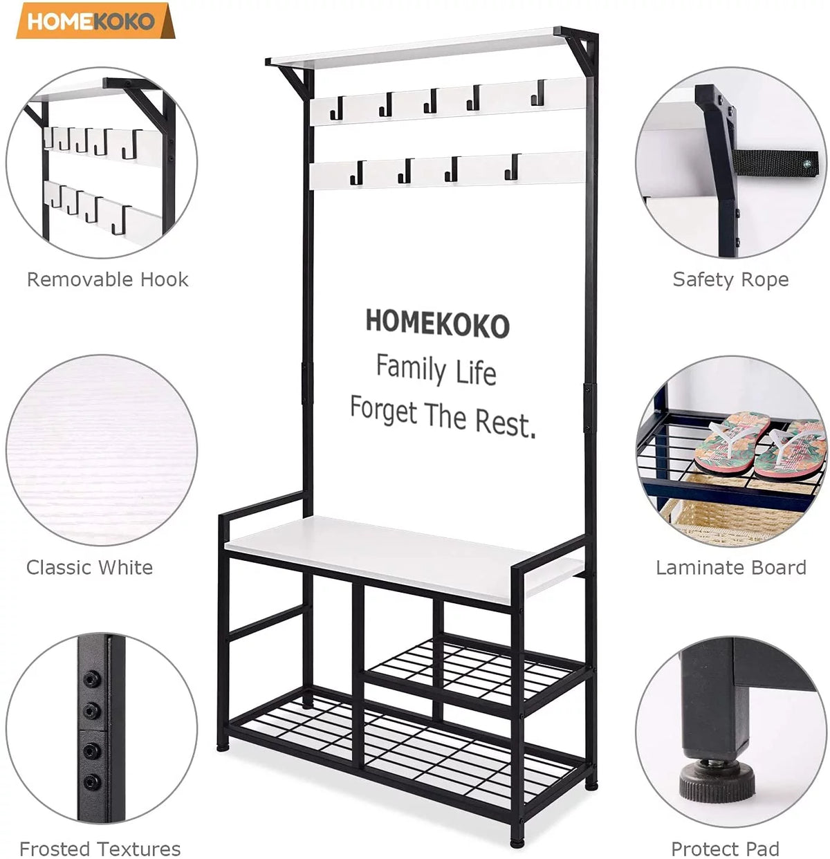 Coat Rack Shoe Bench with Metal Frame I4488