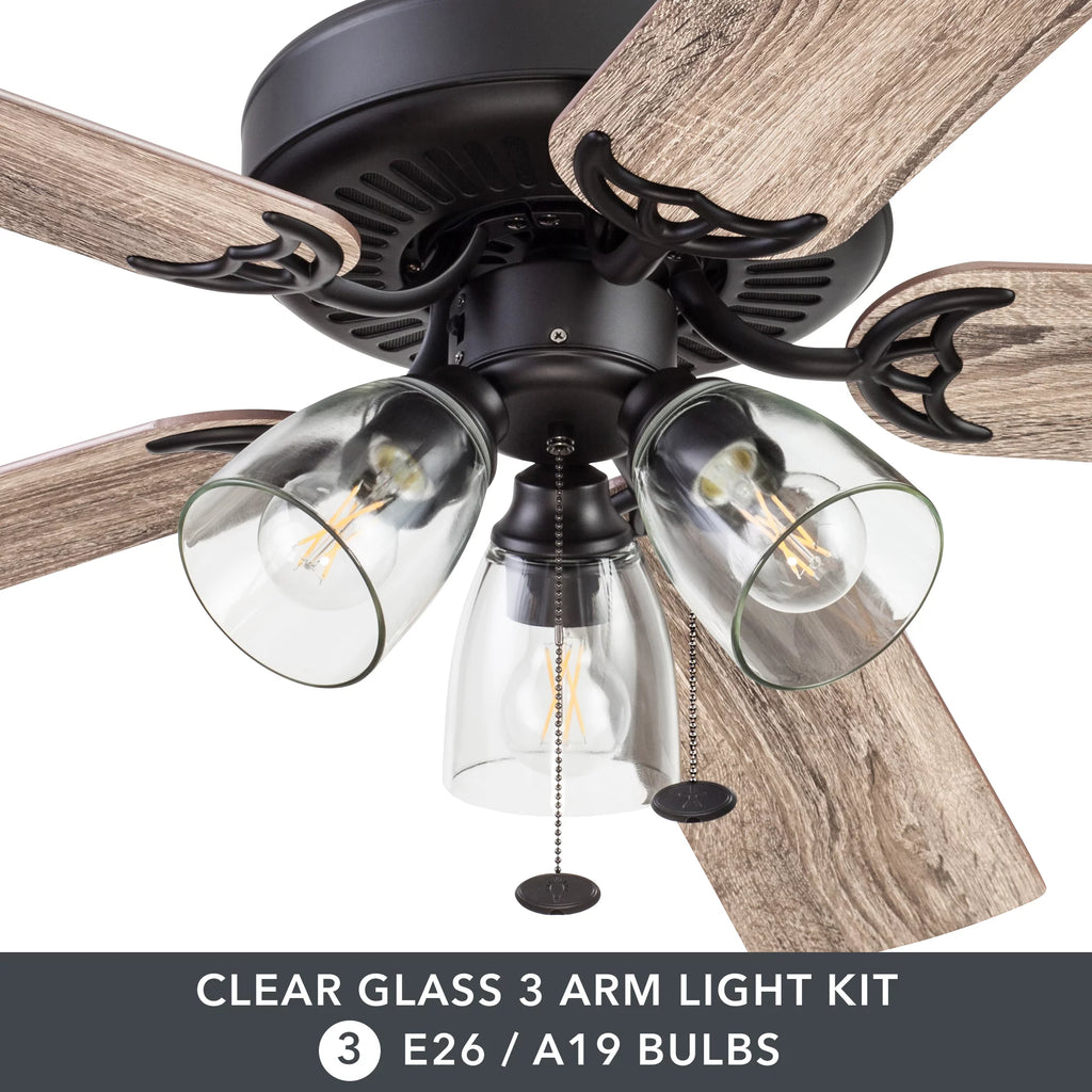 52" 5 Blade Oil-Rubbed Bronze Ceiling Fan with 3 Lights N968