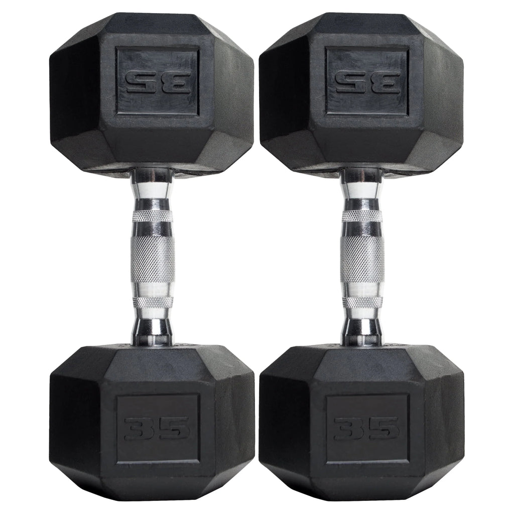 15lb Coated Rubber Hex Dumbbell Pair B397