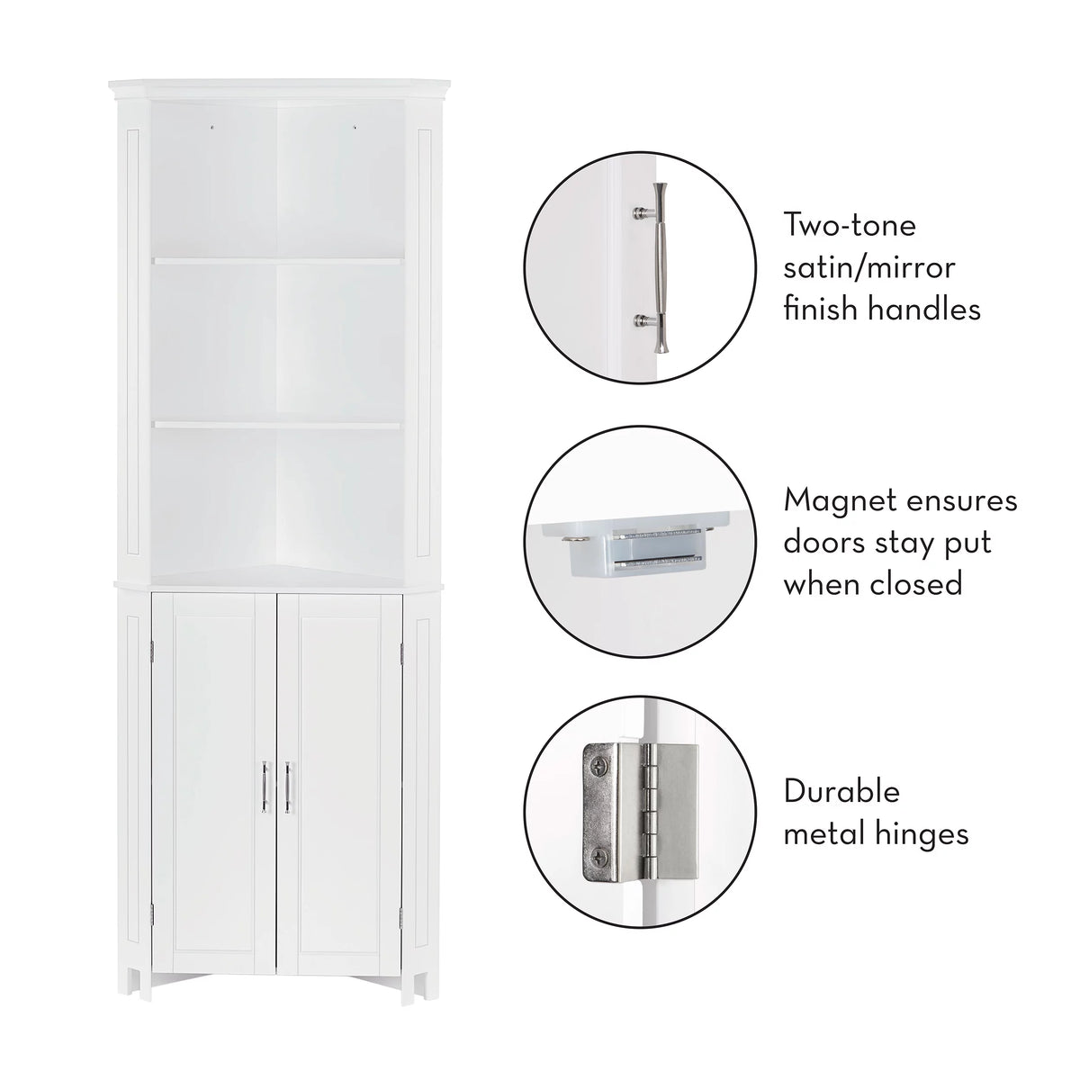 White Two-Door Corner Cabinet D549