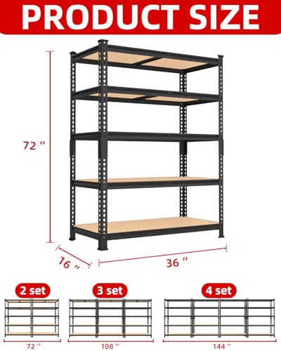 2 Pack 5 Tier Heavy Duty Adjustable Metal Storage Shelves G21276