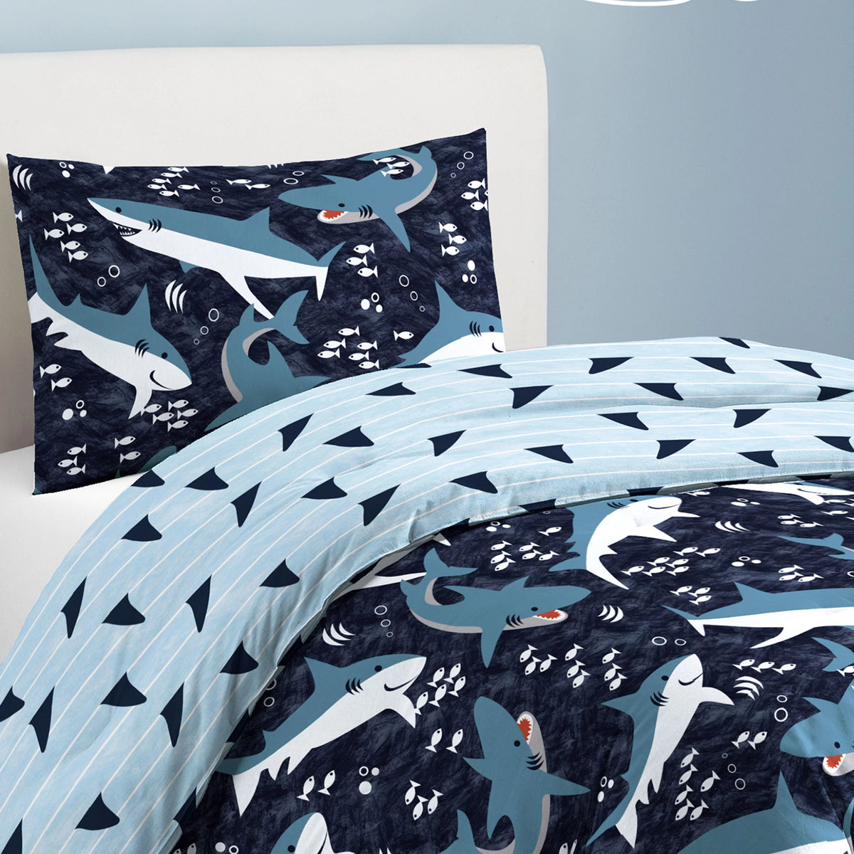 Navy Polyester Cotton Twin 2 Piece Comforter Set V1250