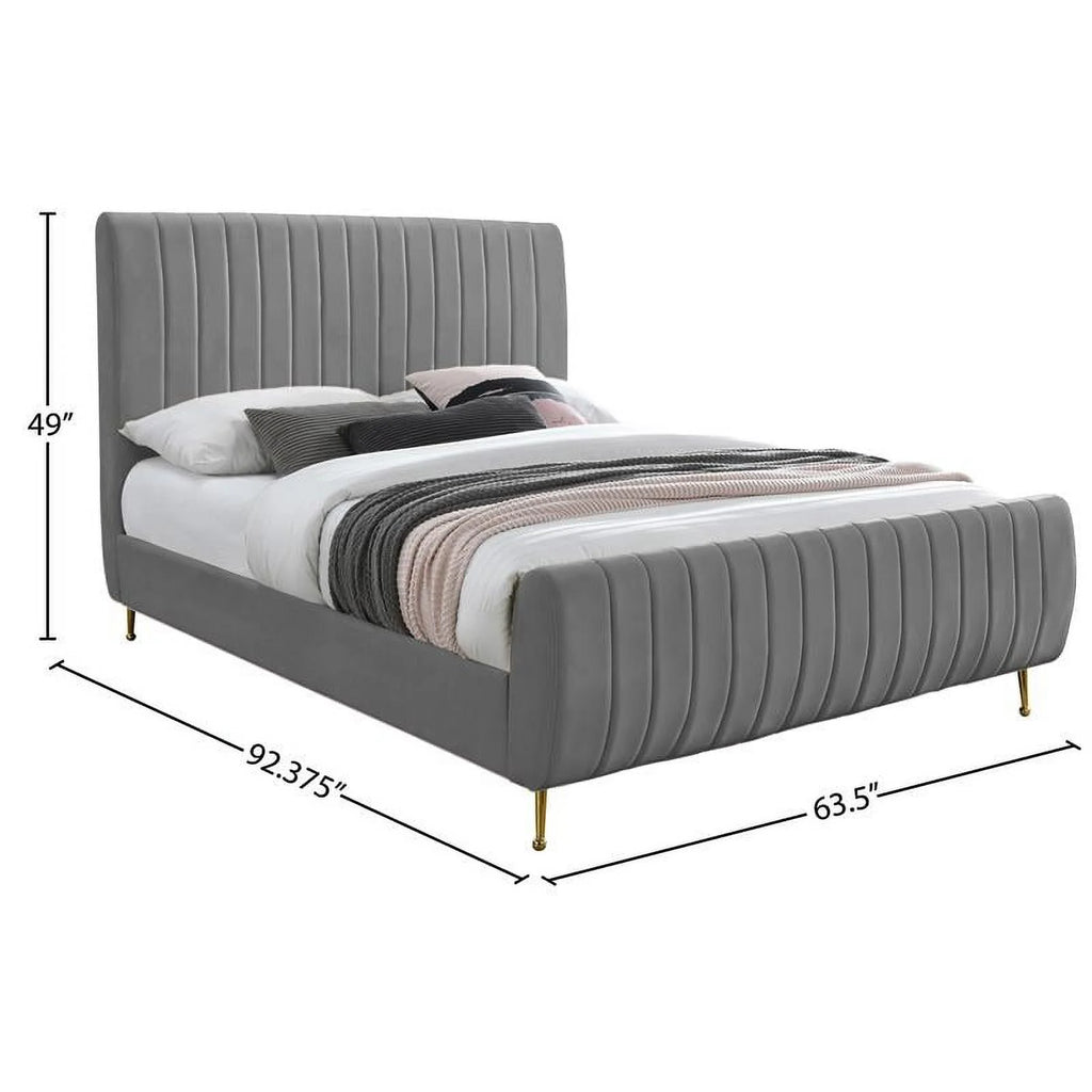 Gray Velvet Queen Bed Y564551