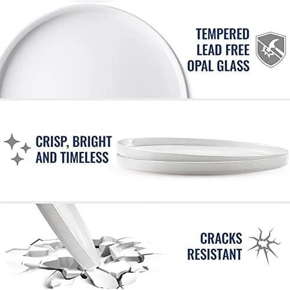 Set Of 6 Tempered Opal Glass Dinner Plates X335