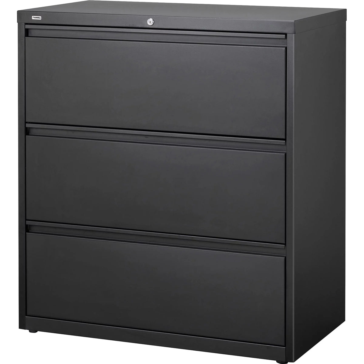 36"W Lateral 3-Drawer Letter/Legal File Cabinet, Black T5592