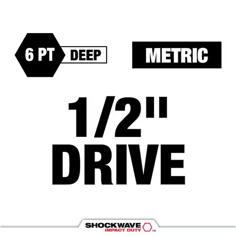 1/2 in. Drive Metric 6 Point Impact Socket Set 29-Piece P112183