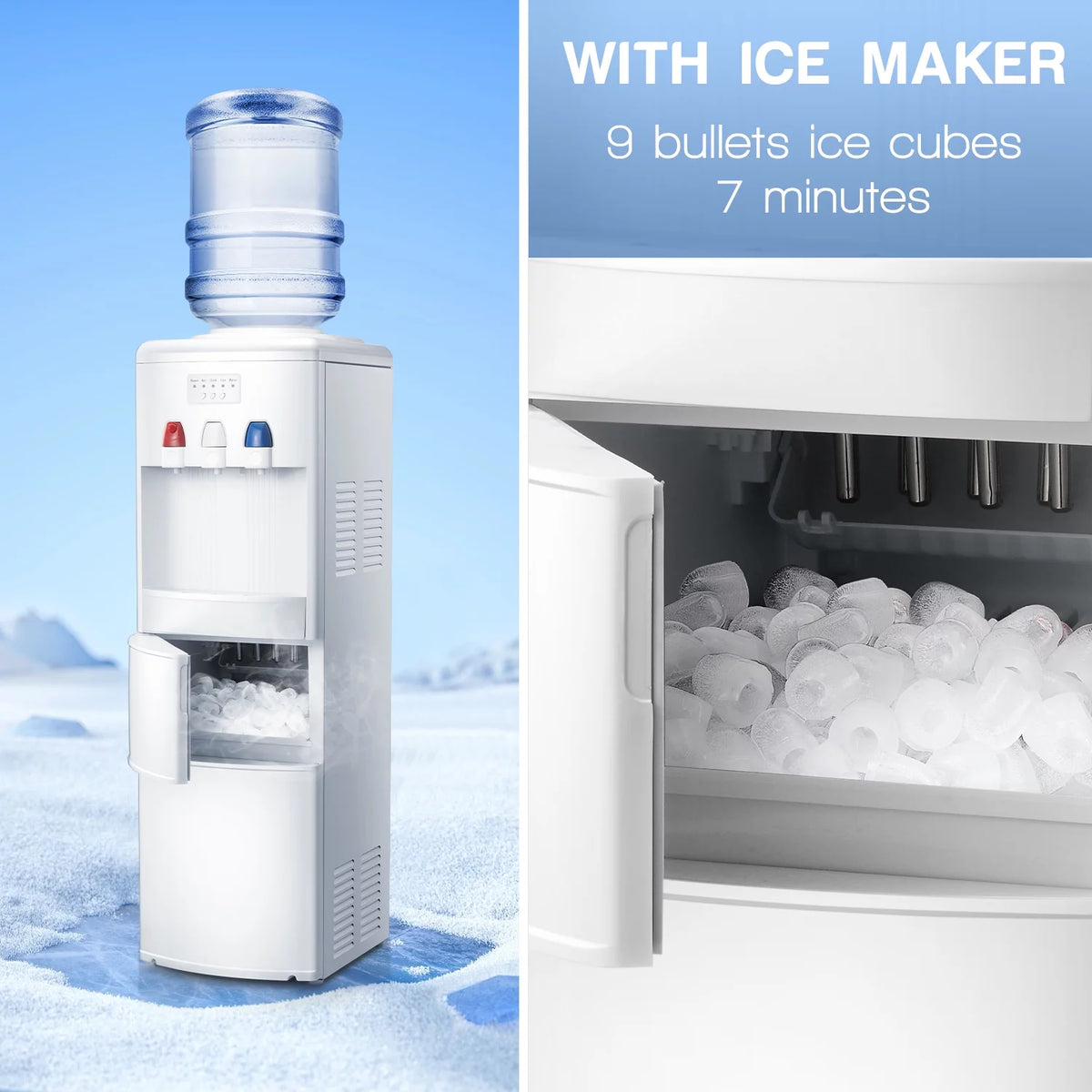 White Top Loading Water Cooler Dispenser with Ice Maker G21426