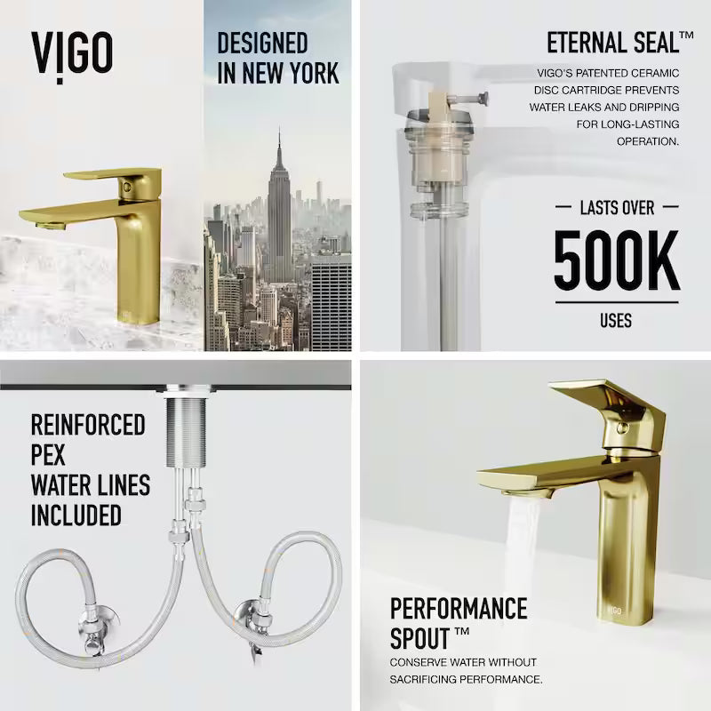 Single Handle Single-Hole Bathroom Faucet Matte Brushed Gold M132112