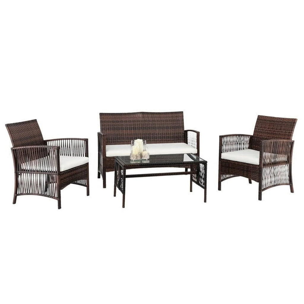 4-Piece Outdoor Patio Furniture Set Brown N254855