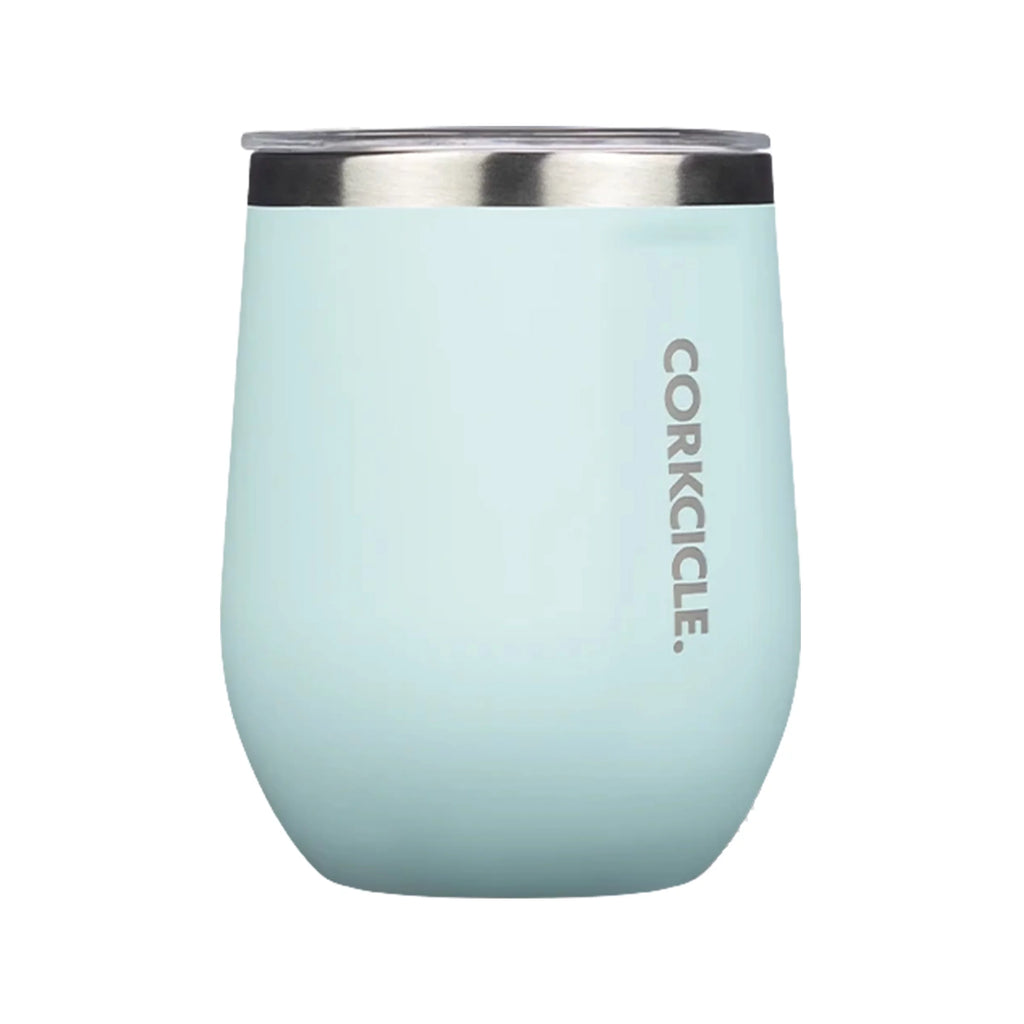 Gloss Powder Blue 12 oz Stainless Steel Stemless Wine Glass B52914