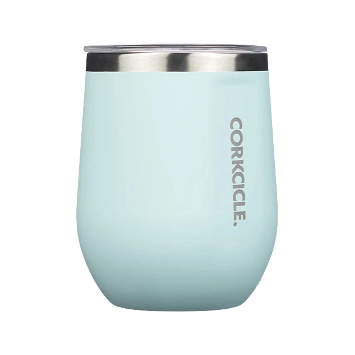 Gloss Powder Blue 12 oz Stainless Steel Stemless Wine Glass B52914