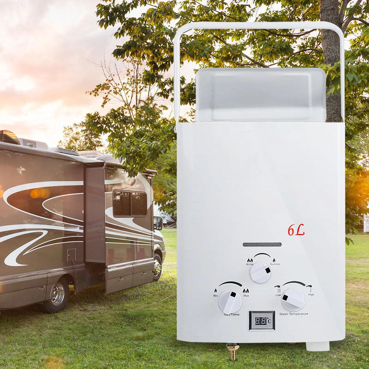 6L Portable Tankless Water Heater 1.6 GPM LPG with Digital Display U2218