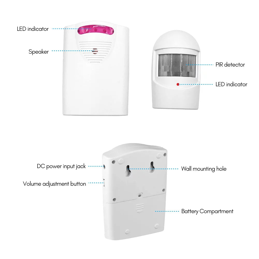 Wireless Driveway Alarm with IR Motion Sensor, 1 Receiver & 2 Transmitters L4572