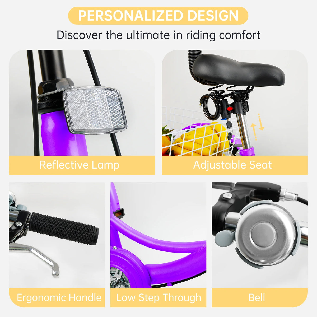 24 Purple 7-Speed Adult Tricycle with Seat and Rear Basket Y319