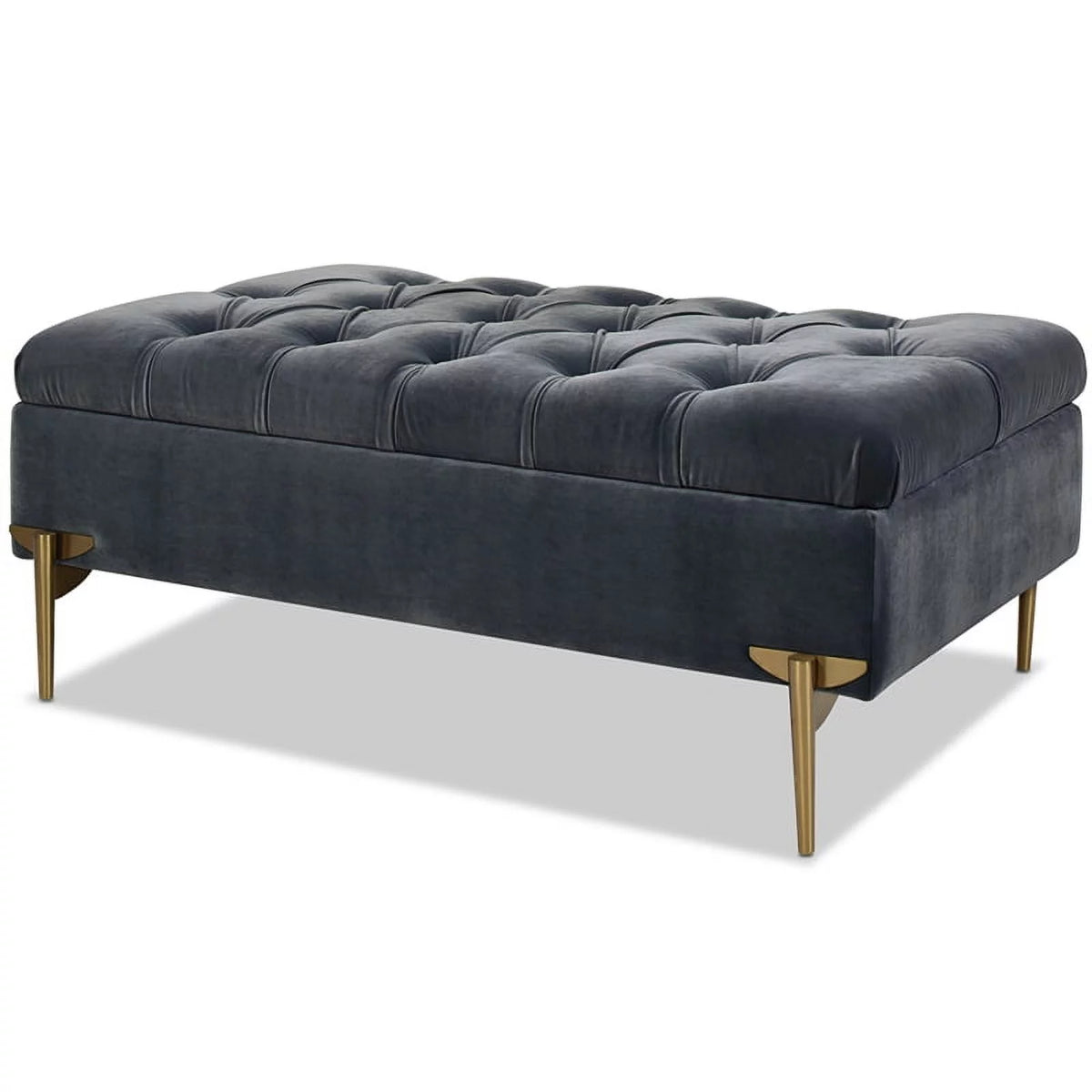 Upholstered Storage Bench Ottoman Steel Gray W2264