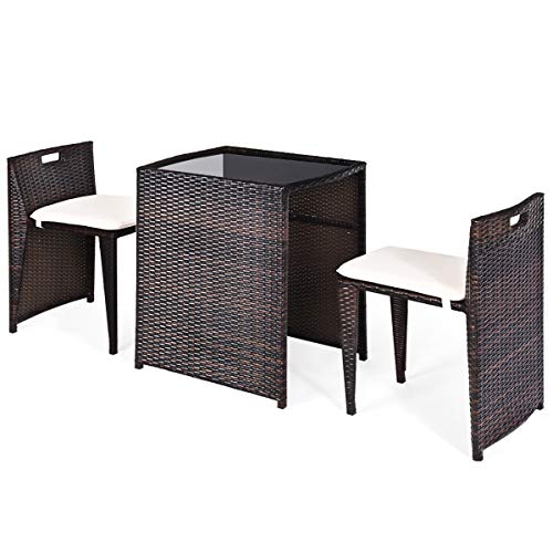 3 PCS Cushioned Outdoor Wicker Patio Set V906