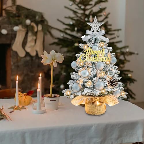 White 22 Inch Mini Artificial Christmas Tree with Lights S58664